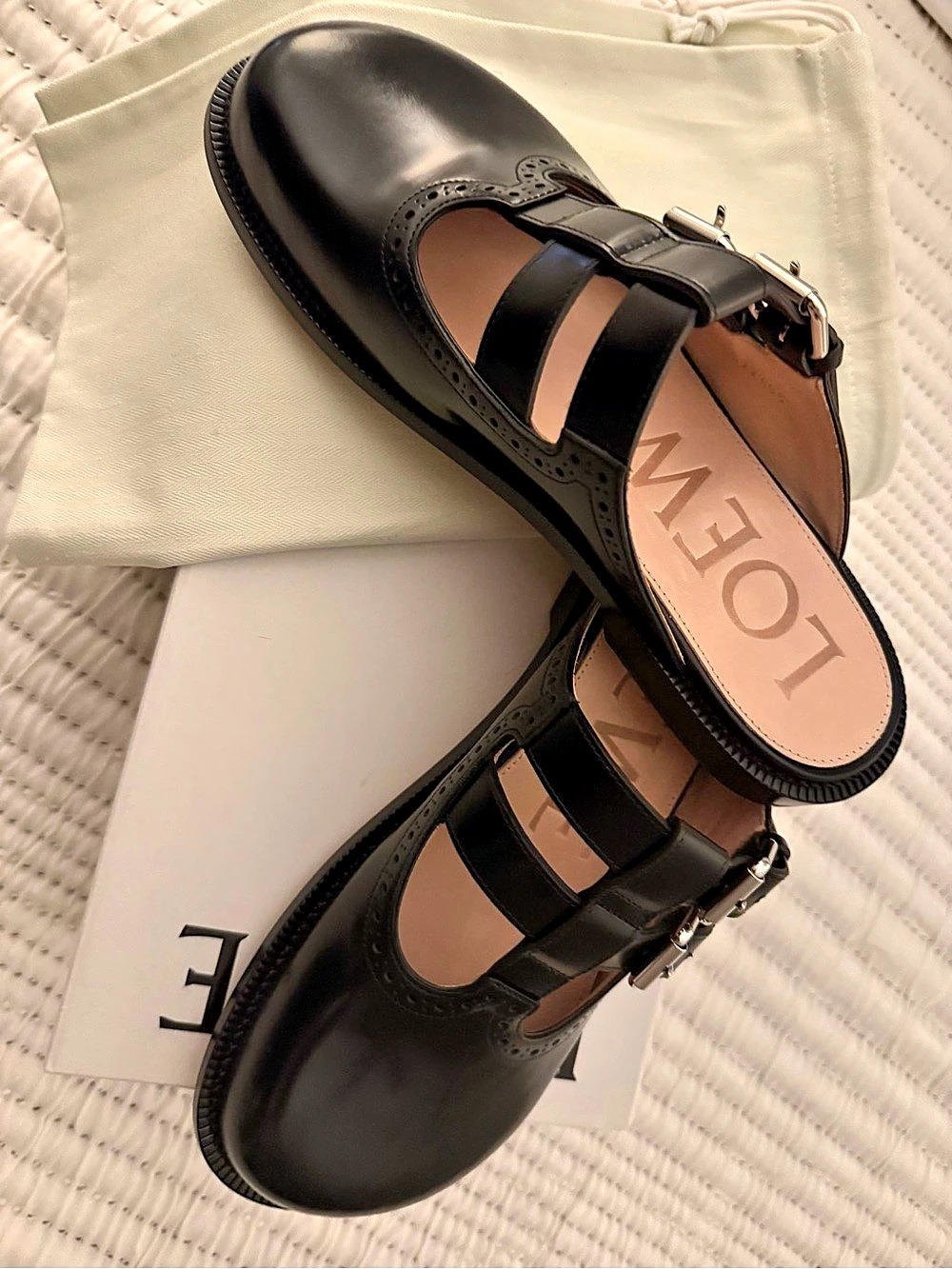 Loewe Buckled Leather Mules Black EU 40